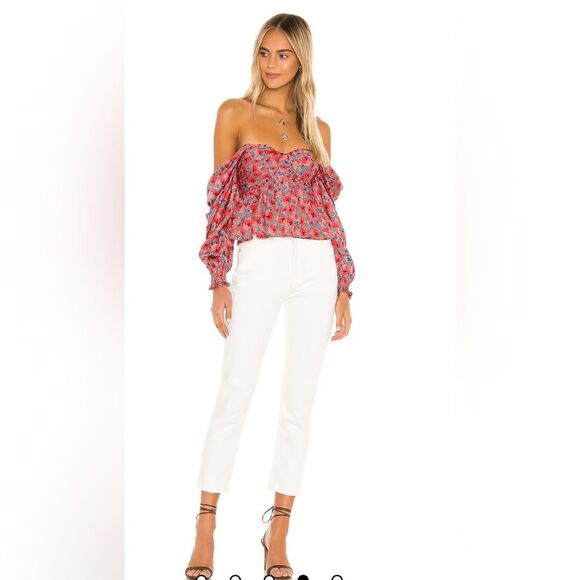 REVOLVE Burna Blouse in Red Poppy Floral House of Harlow 1960 Sz XXS - Picture 1 of 8